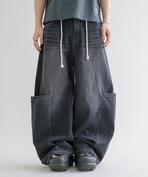 ジーンズ 「EPNK」Large pocket easy denim pants / ラージ