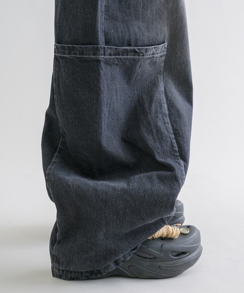ワイドパンツ ジーンズ 「EPNK」Large pocket easy denim pants