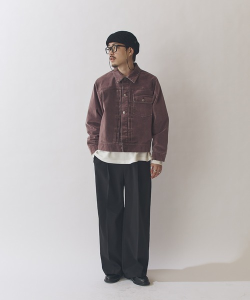 Lui's（ルイス） スラックス ダブルクロス タックワイドパンツ メンズ