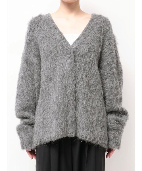 カーディガン アルパカシャギーニットカーディガン レディースの画像