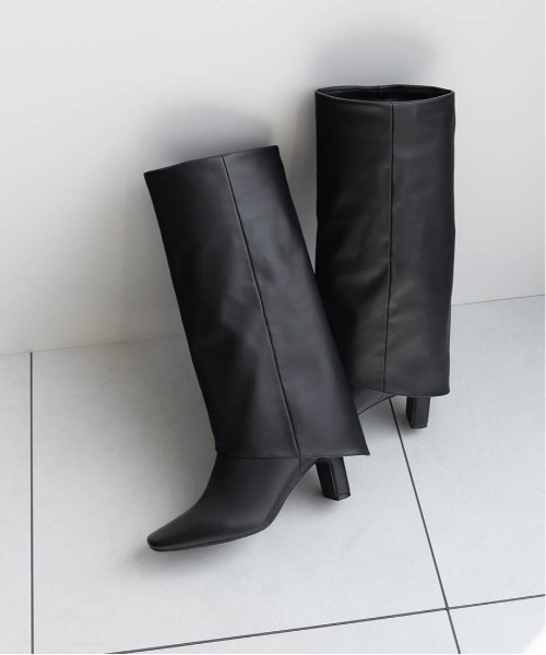 RANDA（ランダ） ブーツ 晴雨兼用 スクエアトゥゲートルロングブーツ