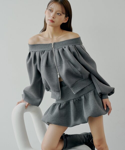 Chico（チコ） tシャツ 2WAYオフショルWジップスウェット レディース