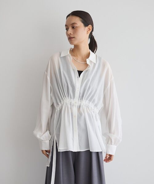 ブラウス シャツ ウエストドロストリボンシャツ レディース : ZOZOTOWN
