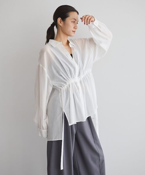 ブラウス シャツ ウエストドロストリボンシャツ レディース : ZOZOTOWN