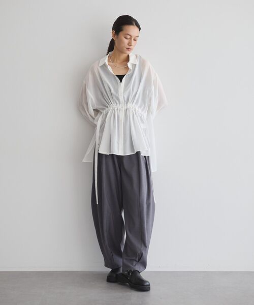 ブラウス シャツ ウエストドロストリボンシャツ レディース : ZOZOTOWN