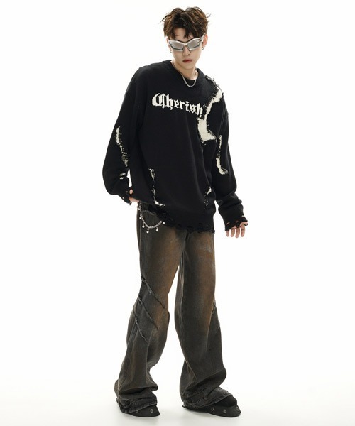 Ressaca（レサーカ） ニット セーター オーバーサイズダメージ加工