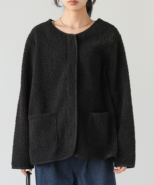 itto ジャケット ノーカラージャケット 軽量もこもこボアノーカラー