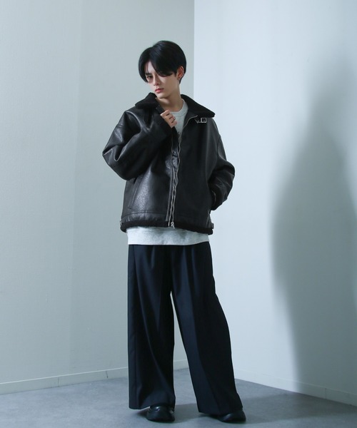 Nilway（ニルウェイ） ブルゾン アウター ヘビーPUレザー裏ボア