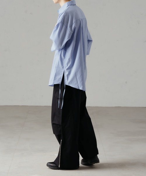 「epnok」 7分袖シャツ LARGE ブルー メンズ_画像3