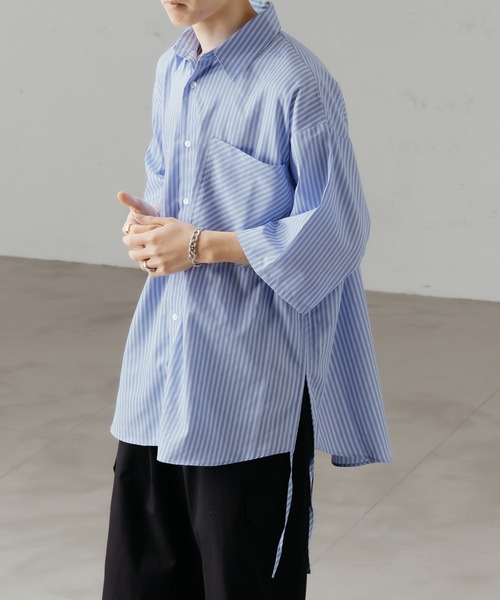 「epnok」 7分袖シャツ LARGE ブルー メンズ_画像7
