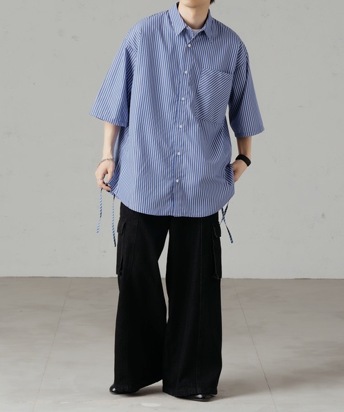 「epnok」 7分袖シャツ LARGE ブルー メンズ_画像9