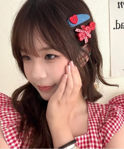 Port（ポート） ヘアクリップ 「 」 ボタン型 ハート ヘアクリップ ( 2