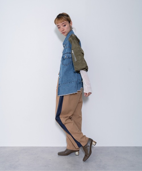 「DOLLUPOOPS」 デニムジャケット 38 カーキ レディース_画像4