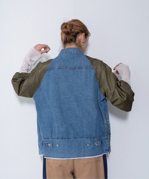 「DOLLUPOOPS」 デニムジャケット 38 カーキ レディース_画像8
