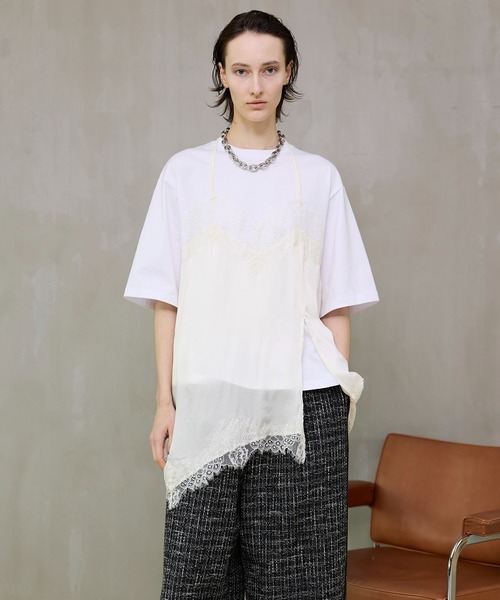 tシャツ 「PRE-ORDER」Lace Docking Layered TEE/レースドッキングレイヤードTEE レディース メンズの画像