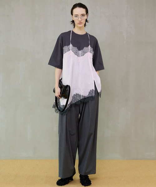 tシャツ 「PRE-ORDER」Lace Docking Layered TEE/レースドッキングレイヤードTEE レディース メンズの画像