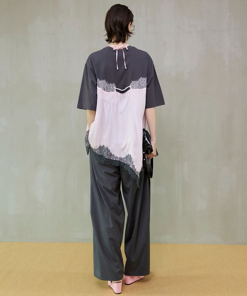 tシャツ 「PRE-ORDER」Lace Docking Layered TEE/レースドッキングレイヤードTEE レディース メンズの画像