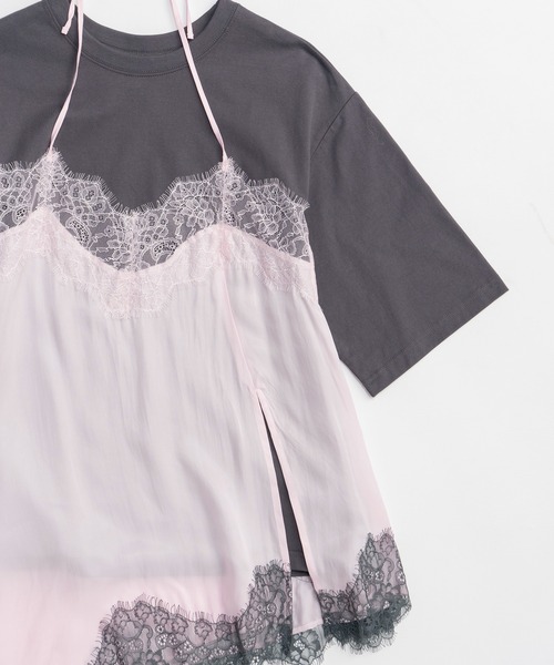 tシャツ 「PRE-ORDER」Lace Docking Layered TEE/レースドッキングレイヤードTEE レディース メンズの画像