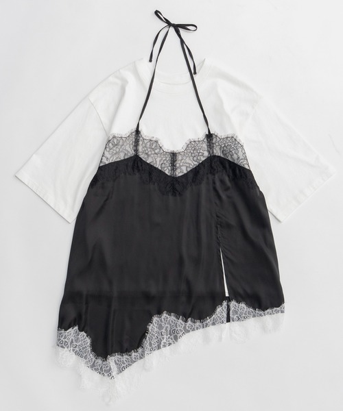 tシャツ 「PRE-ORDER」Lace Docking Layered TEE/レースドッキングレイヤードTEE レディース メンズの画像