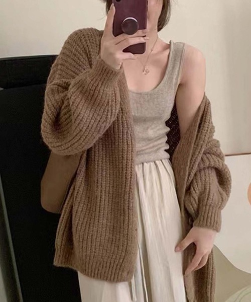 「Doula Doula」 ニットカーディガン FREE ブラウン レディース_画像4