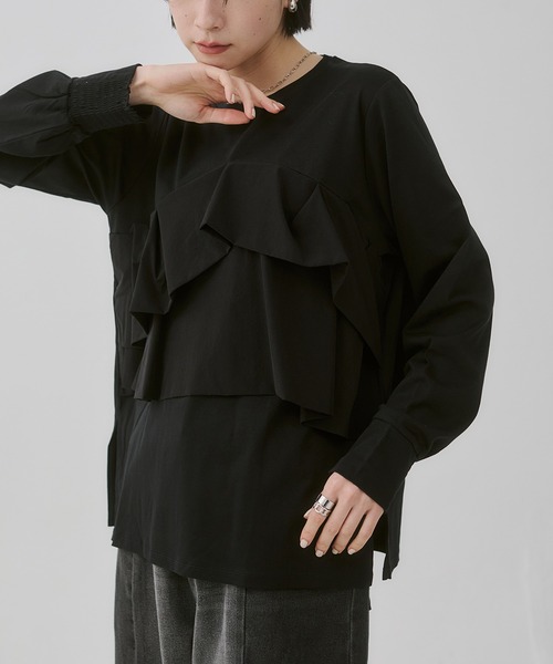 hunch（ハンチ） tシャツ フロントフリルロンT レディース : ZOZOTOWN