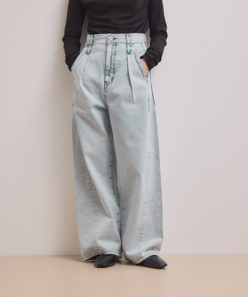ワイドパンツ ジーンズ デニム デニムパンツ 「WEB限定」・「サステナブル」ディープライズワイドデニム レディースの画像