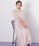 パーティードレス ワンピース 半袖 レイヤード...の詳細画像2