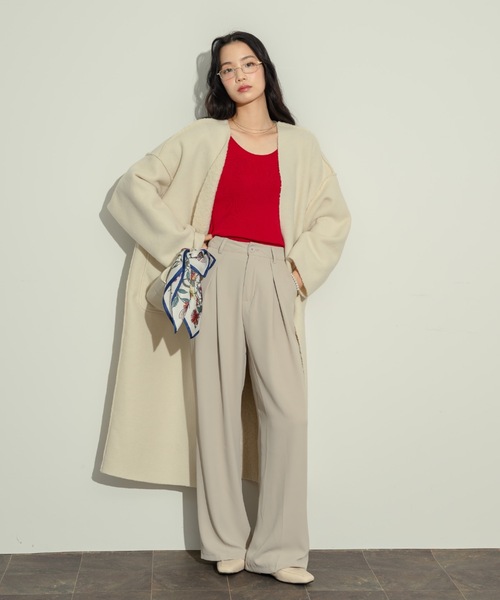 「NEUNA」 ノーカラーコート FREE アイボリー レディース_画像4