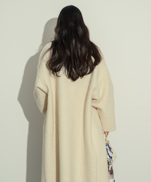 「NEUNA」 ノーカラーコート FREE アイボリー レディース_画像6