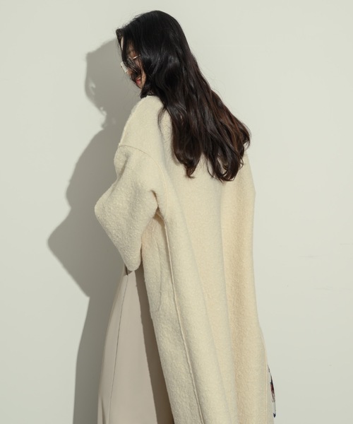 「NEUNA」 ノーカラーコート FREE アイボリー レディース_画像7