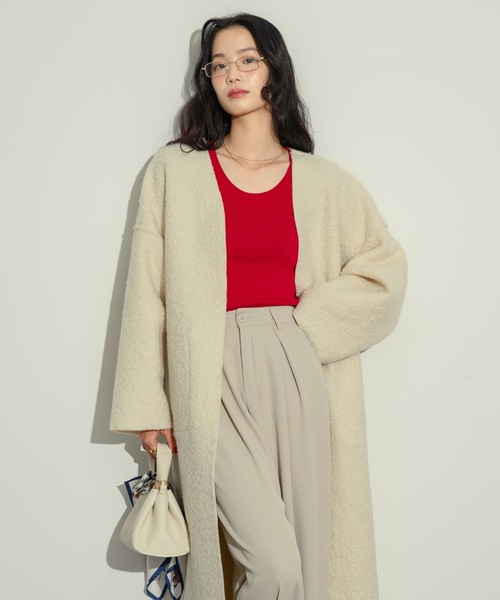 「NEUNA」 ノーカラーコート FREE アイボリー レディース_画像8