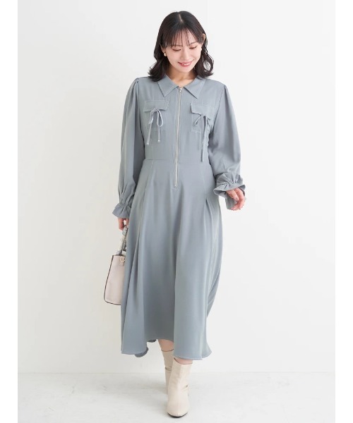 超美品！René ネイビーリボン付きワンピース 36 超美品！René ネイビーリボン付きワンピース 36