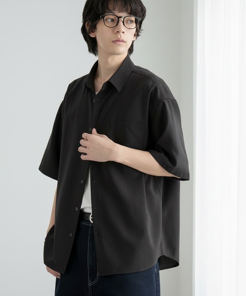 MUJI Labo シャツ 「MUJI Labo」紳士 和紙混ドビー織り 半袖シャツ