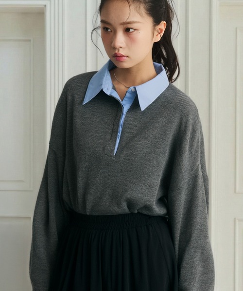 krahe（クレーエ） ニット セーター シャツドッキングポロ襟ニット