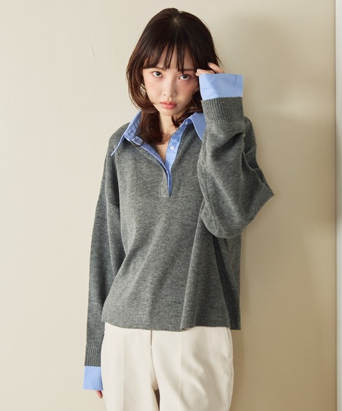 krahe（クレーエ） ニット セーター シャツドッキングポロ襟ニット