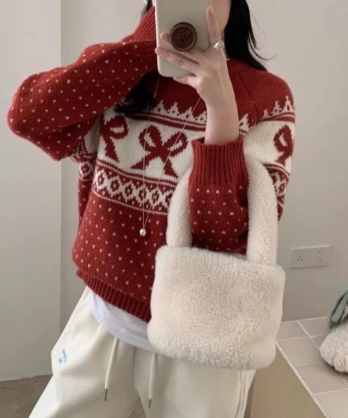 「GEMEDA」 長袖ニット M ブルー レディース_画像7