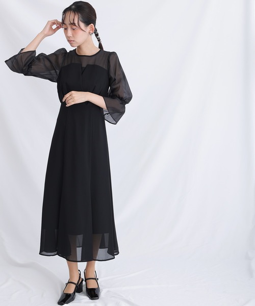 「atlo」 「PourVous」7分袖ワンピース M ブルー系その他 レディースの画像