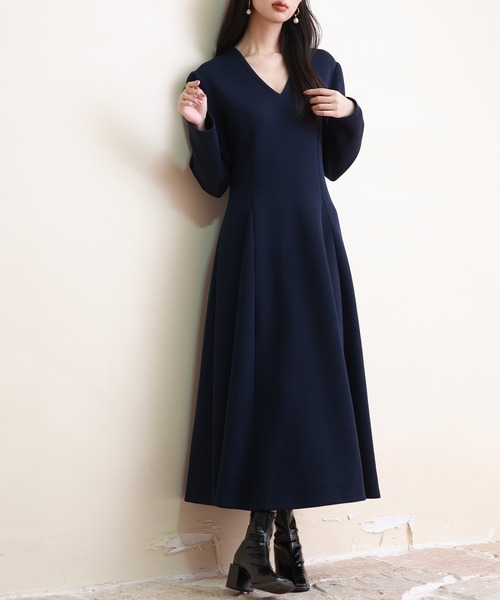 「SAISON DE PAPILLON」 長袖ワンピース M ネイビー レディース_画像4