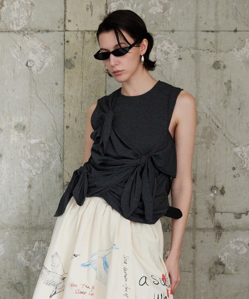 MAISON SPECIAL（メゾンスペシャル） tシャツ Knot Sleeveless Border