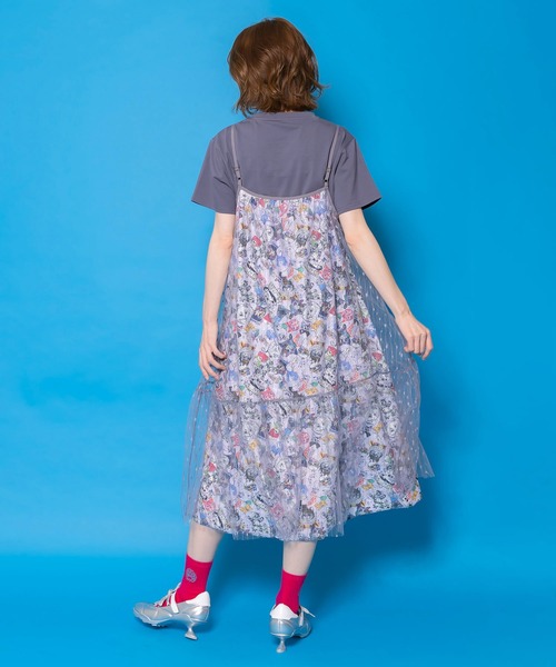 ヒス、カラフル総柄キャミ更にお値下げ！！ ScoLar（スカラー） ワンピース 161666：総柄ベロア×ストライプ柄