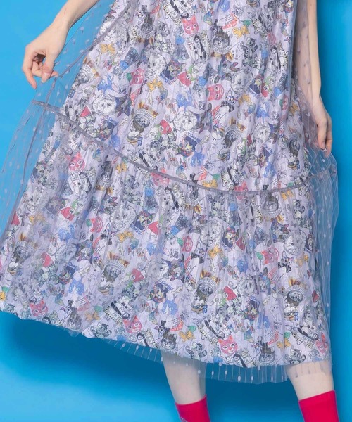 ヒス、カラフル総柄キャミ更にお値下げ！！ 接触冷感】ソルベ柄カップインキャミワンピース(ワンピース)｜ルーム
