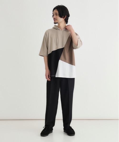 Right-on（ライトオン） tシャツ PLUS ONE(プラスワン)ポンチ切替5分