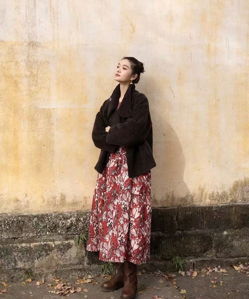 2ly2 ワンピース ワンピース レディース ロング 花柄 総柄 長袖 フレア