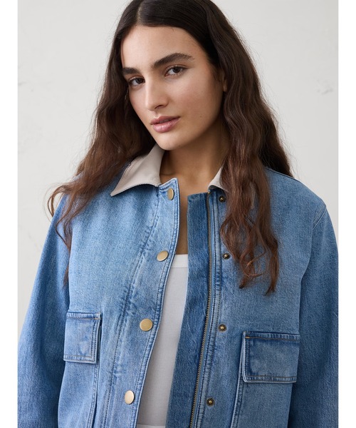 デニムジャケット gジャン BANANA REPUBLIC FACTORY STORE　　デニム バーン ジャケット レディースの画像