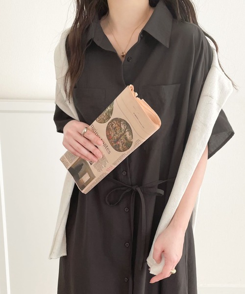 「classicalelf」 半袖ワンピース MEDIUM チャコールグレー レディース_画像5