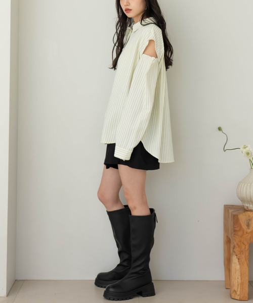「hinari」 長袖シャツ FREE サックスブルー レディース_画像8
