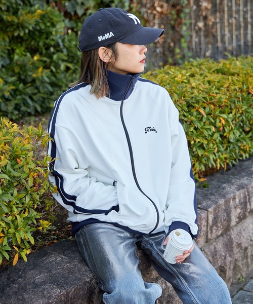 「FFEIN」 ジャージブルゾン SMALL オフホワイト メンズ_画像3