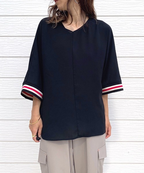 「Q」 半袖ブラウス MEDIUM オリーブ レディース_画像2