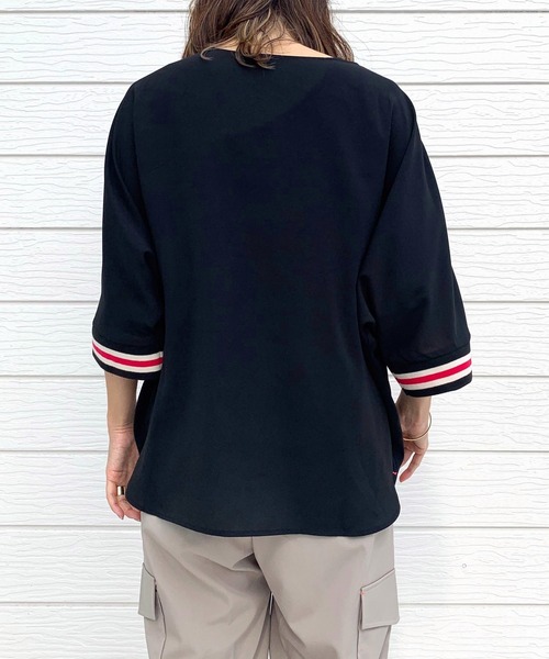 「Q」 半袖ブラウス MEDIUM オリーブ レディース_画像4