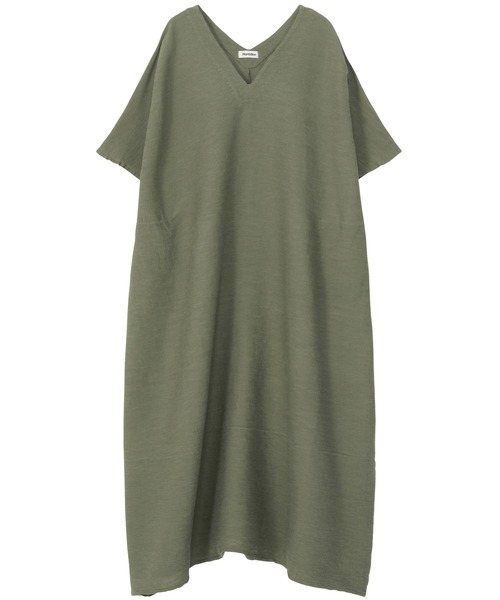 「Plantation」 半袖ワンピース M size カーキ レディース_画像2